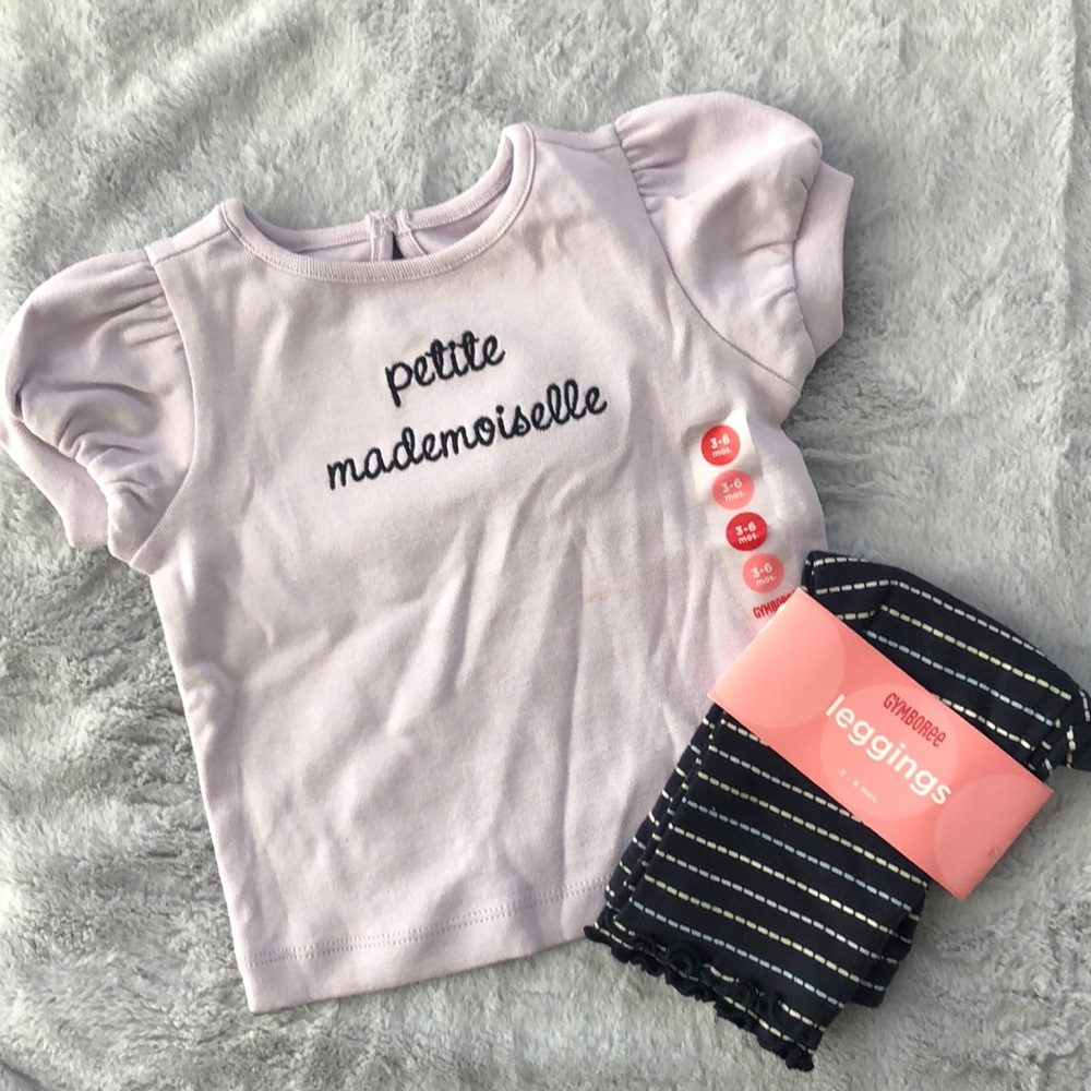 NWT Gymboree 3-6 Mos Shirt Leggings Outfit Paris